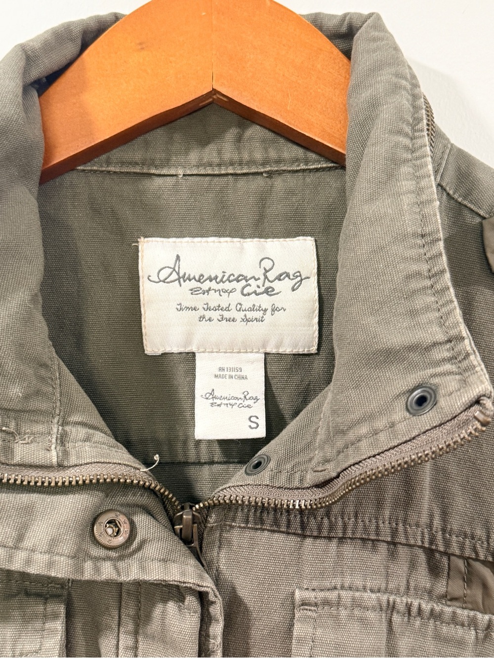 American Rag Womens Olive Green Utility Jacket with Drawstring Tie Size S - Picture 2 of 10
